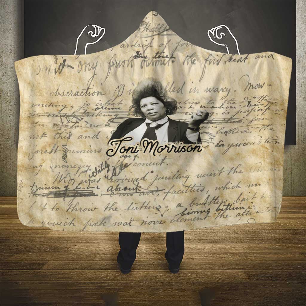 Toni Morrison Hooded Blanket Handwritten Manuscript Powerful Portrait with Feather Pen Quote - Wonder Print Shop