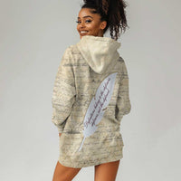 Toni Morrison Hoodie Dress Handwritten Manuscript Powerful Portrait with Feather Pen Quote - Wonder Print Shop