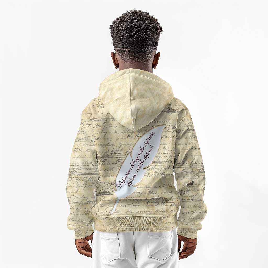 Toni Morrison Kid Hoodie Handwritten Manuscript Powerful Portrait with Feather Pen Quote - Wonder Print Shop