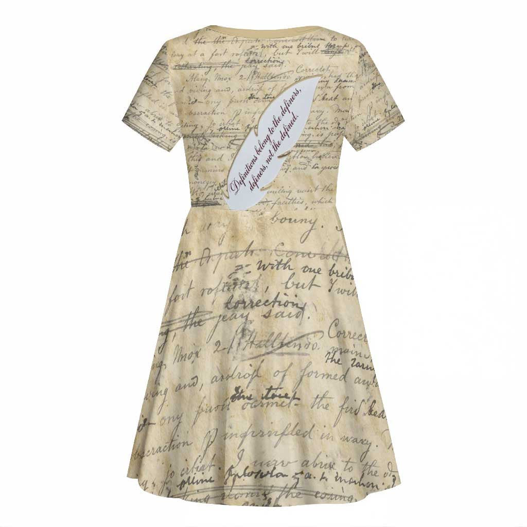 Toni Morrison Kid Short Sleeve Dress Handwritten Manuscript Powerful Portrait with Feather Pen Quote - Wonder Print Shop