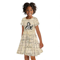 Toni Morrison Kid Short Sleeve Dress Handwritten Manuscript Powerful Portrait with Feather Pen Quote - Wonder Print Shop