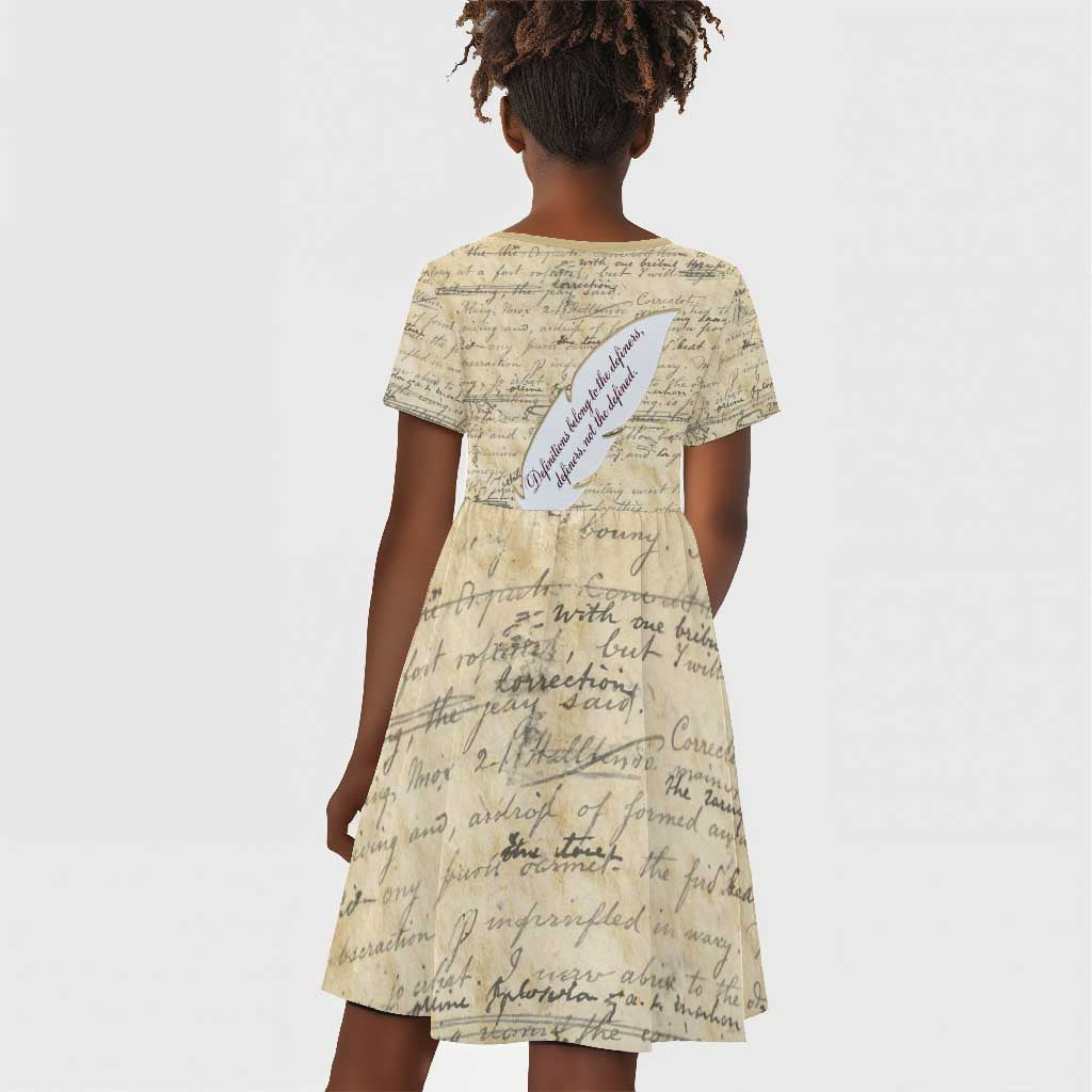 Toni Morrison Kid Short Sleeve Dress Handwritten Manuscript Powerful Portrait with Feather Pen Quote - Wonder Print Shop