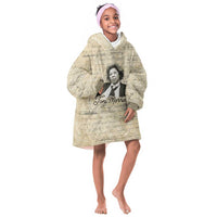 Toni Morrison Kid Wearable Blanket Hoodie Handwritten Manuscript Powerful Portrait with Feather Pen Quote - Wonder Print Shop