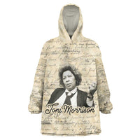 Toni Morrison Kid Wearable Blanket Hoodie Handwritten Manuscript Powerful Portrait with Feather Pen Quote - Wonder Print Shop