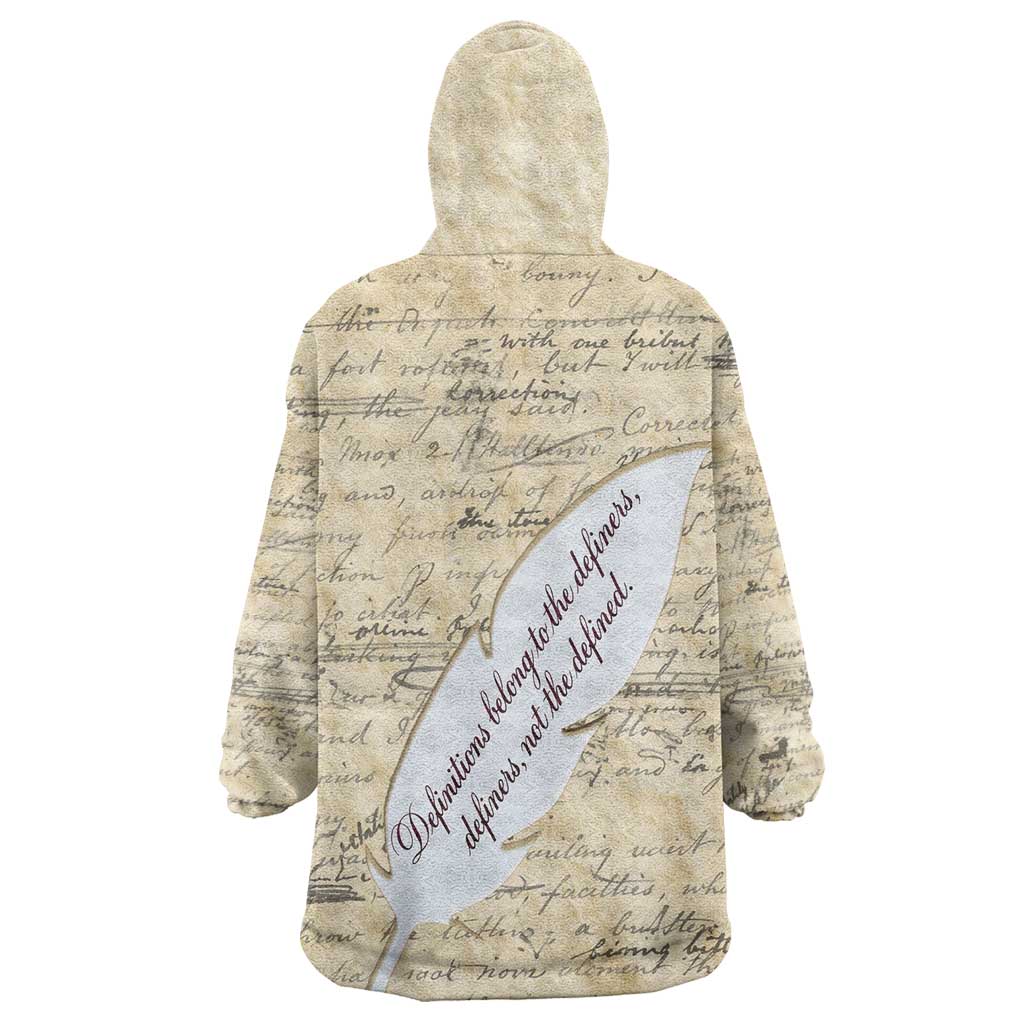 Toni Morrison Kid Wearable Blanket Hoodie Handwritten Manuscript Powerful Portrait with Feather Pen Quote - Wonder Print Shop