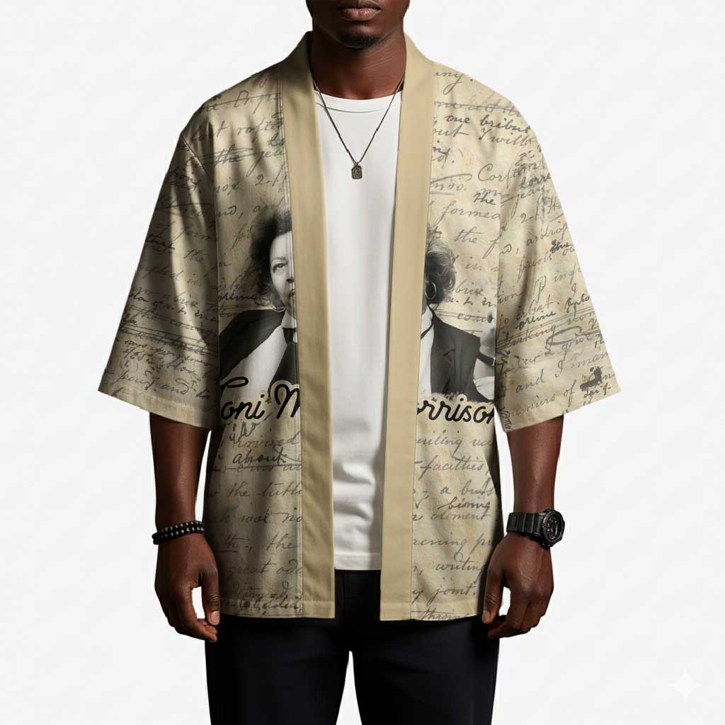 Toni Morrison Kimono Handwritten Manuscript Powerful Portrait with Feather Pen Quote - Wonder Print Shop