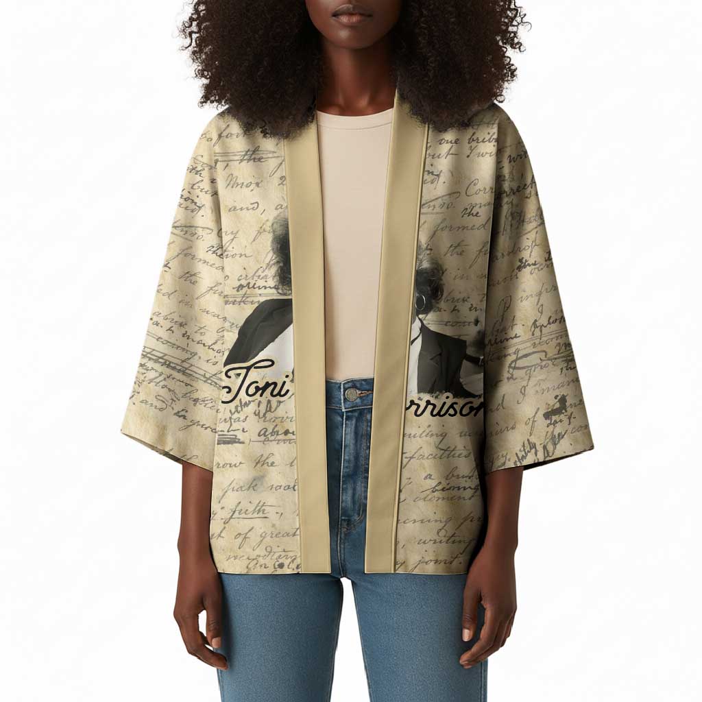 Toni Morrison Kimono Handwritten Manuscript Powerful Portrait with Feather Pen Quote - Wonder Print Shop
