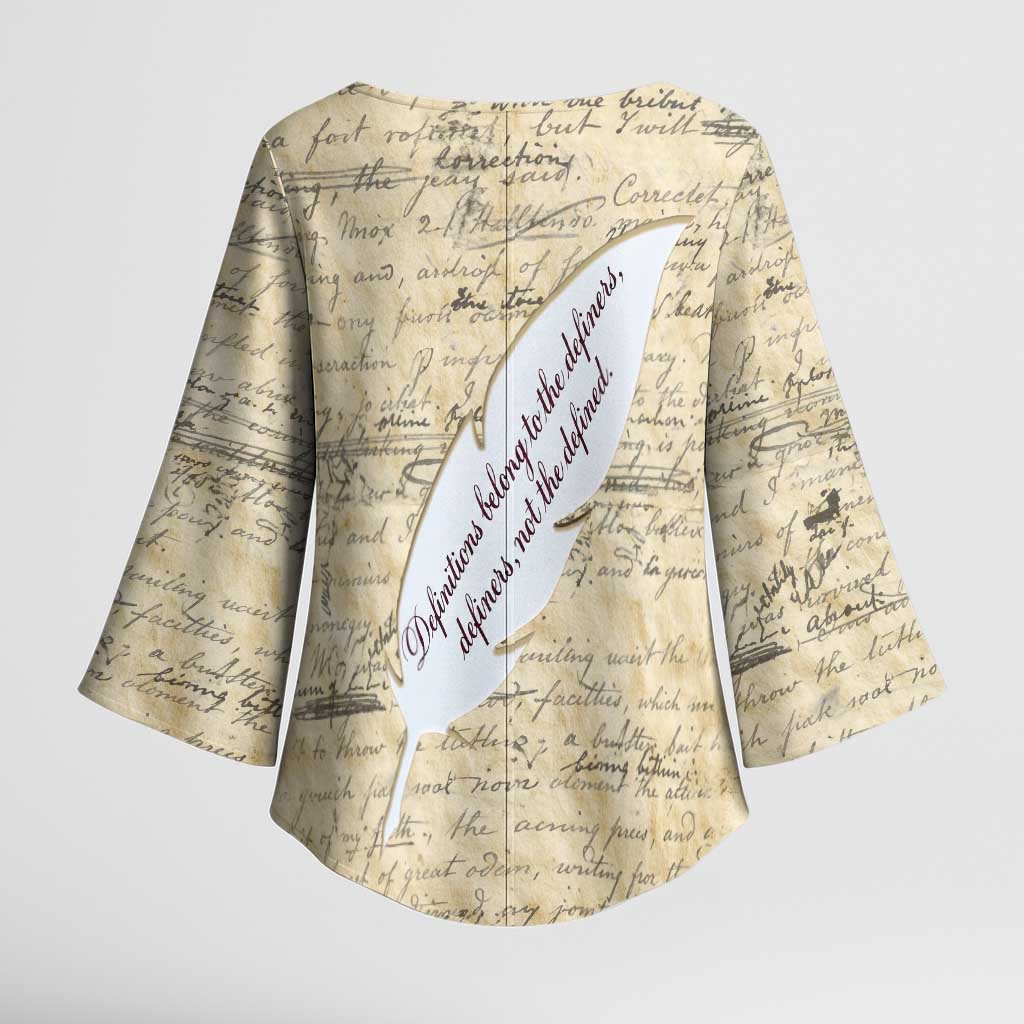 Toni Morrison Kimono Sleeve Blouse Handwritten Manuscript Powerful Portrait with Feather Pen Quote - Wonder Print Shop