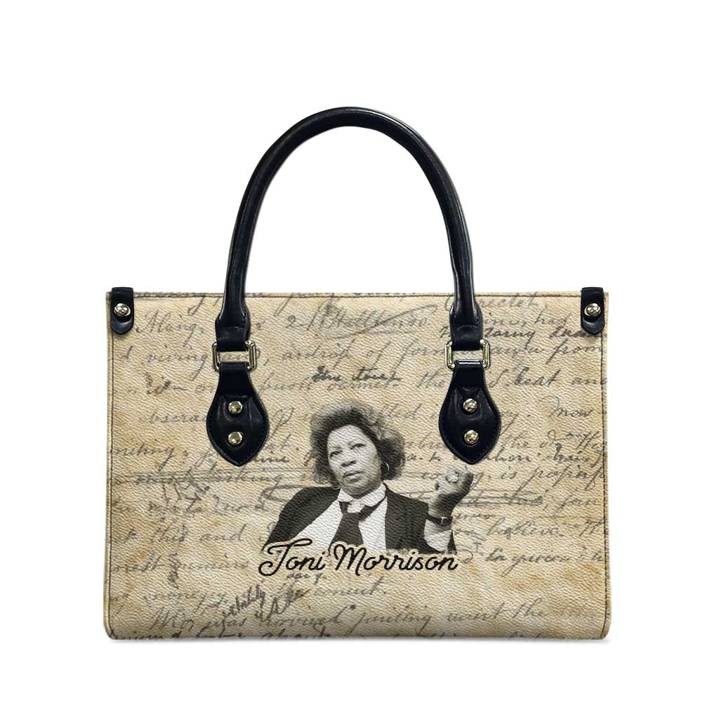 Toni Morrison Leather Bag Handwritten Manuscript Powerful Portrait with Feather Pen Quote - Wonder Print Shop