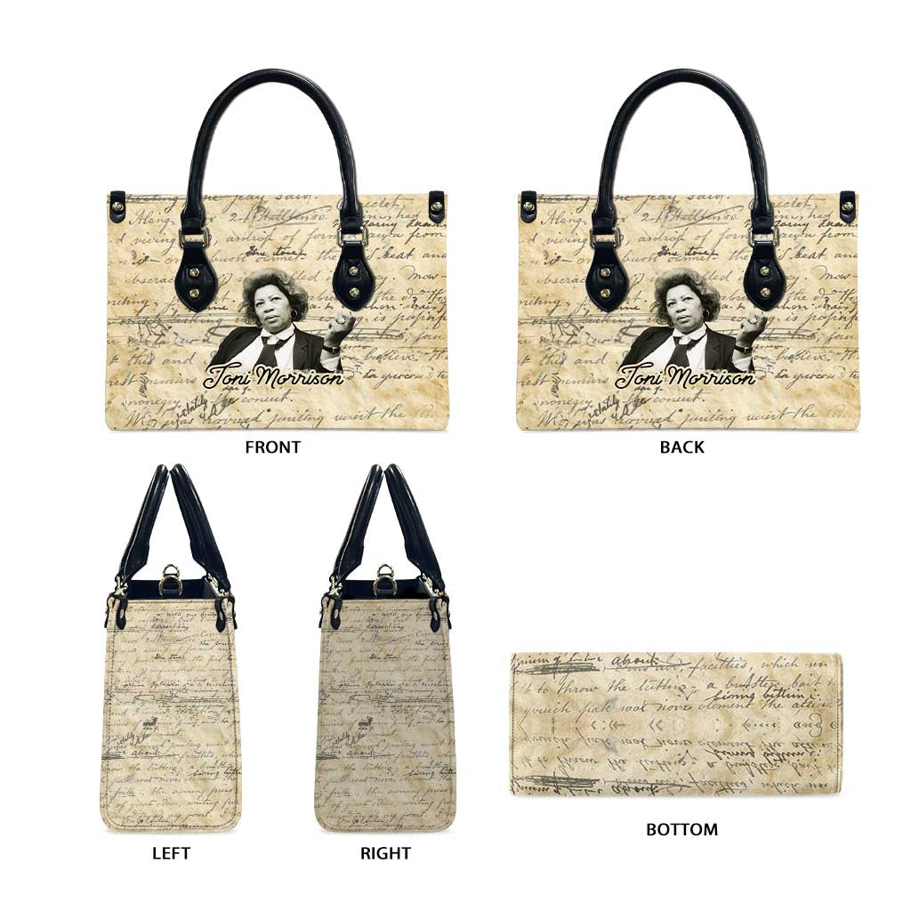 Toni Morrison Leather Bag Handwritten Manuscript Powerful Portrait with Feather Pen Quote - Wonder Print Shop