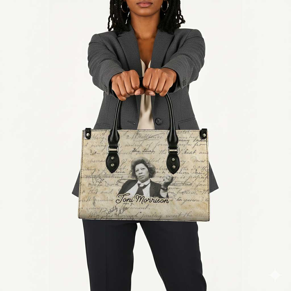 Toni Morrison Leather Bag Handwritten Manuscript Powerful Portrait with Feather Pen Quote - Wonder Print Shop