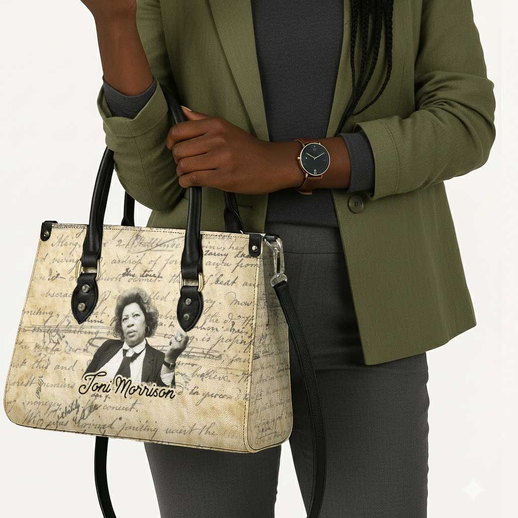 Toni Morrison Leather Bag Handwritten Manuscript Powerful Portrait with Feather Pen Quote - Wonder Print Shop