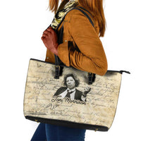 Toni Morrison Leather Tote Bag Handwritten Manuscript Powerful Portrait with Feather Pen Quote - Wonder Print Shop
