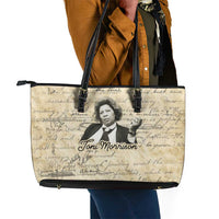 Toni Morrison Leather Tote Bag Handwritten Manuscript Powerful Portrait with Feather Pen Quote - Wonder Print Shop
