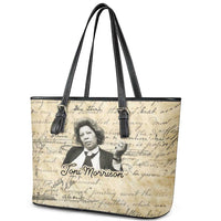 Toni Morrison Leather Tote Bag Handwritten Manuscript Powerful Portrait with Feather Pen Quote - Wonder Print Shop