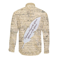 Toni Morrison Long Sleeve Button Shirt Handwritten Manuscript Powerful Portrait with Feather Pen Quote - Wonder Print Shop
