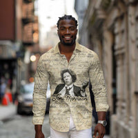 Toni Morrison Long Sleeve Button Shirt Handwritten Manuscript Powerful Portrait with Feather Pen Quote - Wonder Print Shop