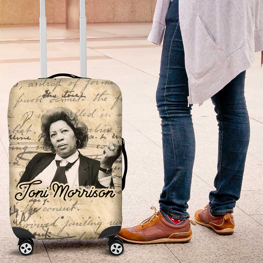 Toni Morrison Luggage Cover Handwritten Manuscript Powerful Portrait with Feather Pen Quote - Wonder Print Shop