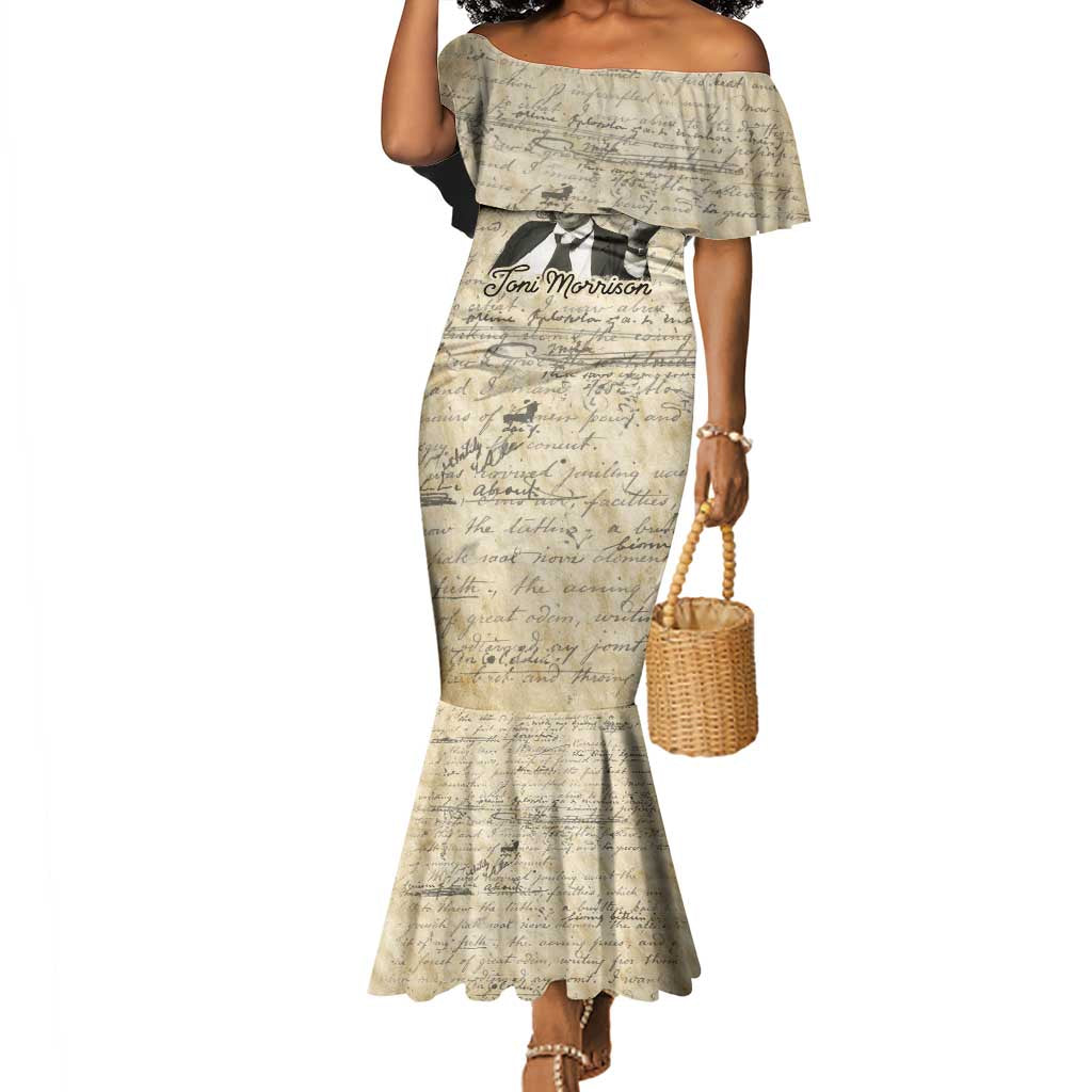 Toni Morrison Mermaid Dress Handwritten Manuscript Powerful Portrait with Feather Pen Quote - Wonder Print Shop