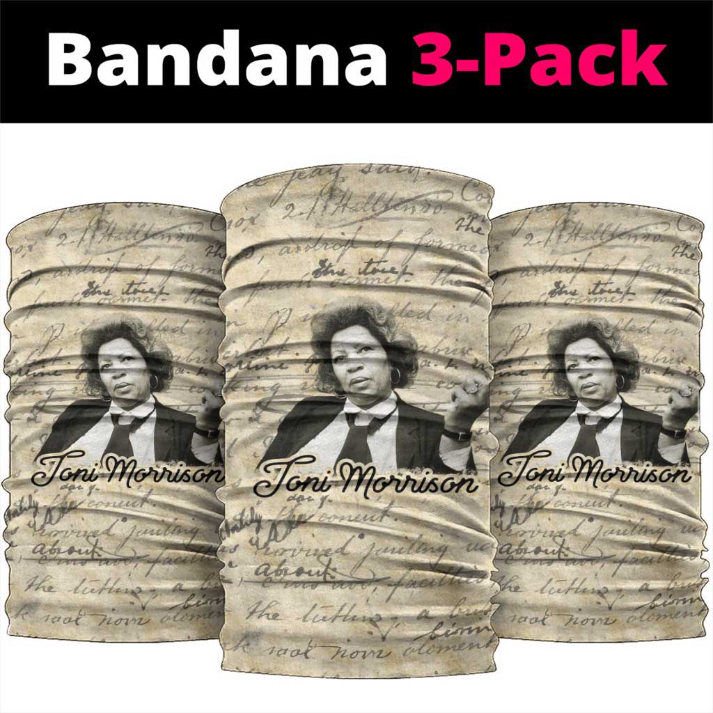 Toni Morrison Neck Gaiter Handwritten Manuscript Powerful Portrait with Feather Pen Quote - Wonder Print Shop