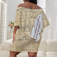 Toni Morrison Off Shoulder Short Dress Handwritten Manuscript Powerful Portrait with Feather Pen Quote - Wonder Print Shop