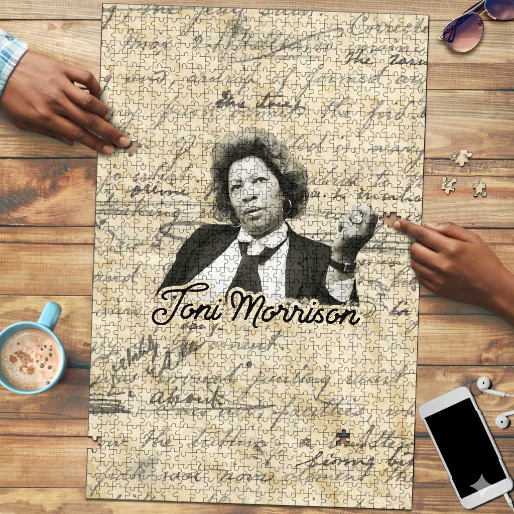 Toni Morrison Puzzle Handwritten Manuscript Powerful Portrait with Feather Pen Quote - Wonder Print Shop