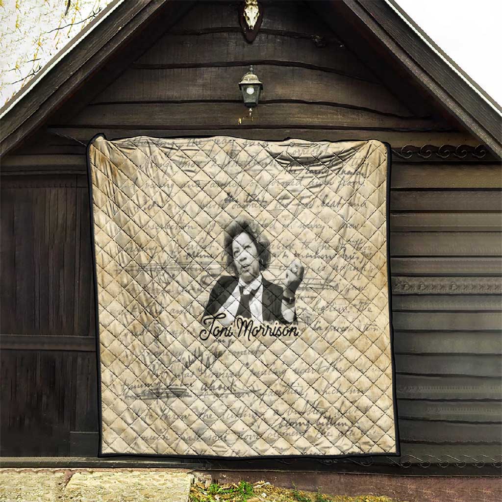 Toni Morrison Quilt Handwritten Manuscript Powerful Portrait with Feather Pen Quote - Wonder Print Shop