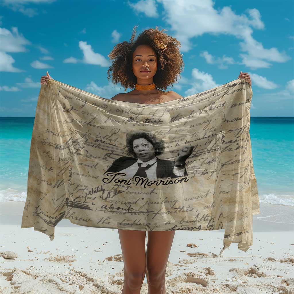 Toni Morrison Sarong Handwritten Manuscript Powerful Portrait with Feather Pen Quote - Wonder Print Shop