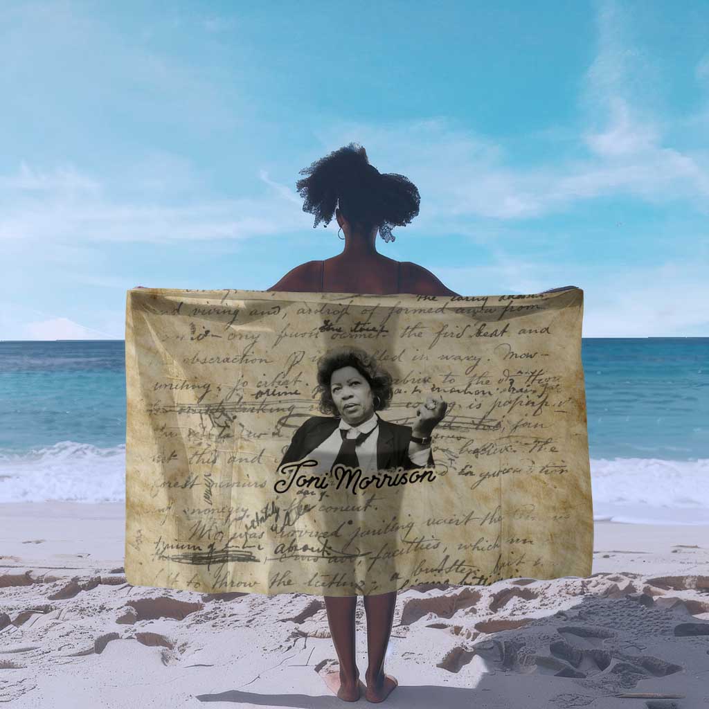 Toni Morrison Sarong Handwritten Manuscript Powerful Portrait with Feather Pen Quote - Wonder Print Shop