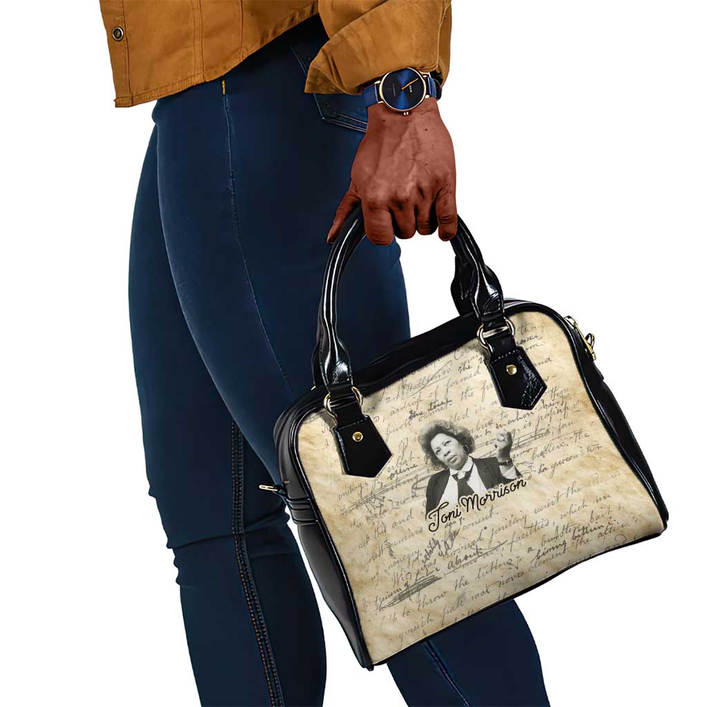 Toni Morrison Shoulder Handbag Handwritten Manuscript Powerful Portrait with Feather Pen Quote - Wonder Print Shop