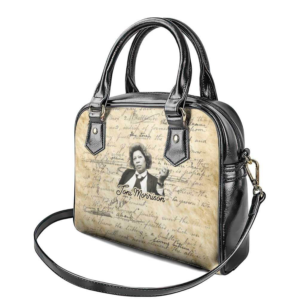 Toni Morrison Shoulder Handbag Handwritten Manuscript Powerful Portrait with Feather Pen Quote - Wonder Print Shop