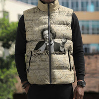 Toni Morrison Sleeveless Puffer Jacket Handwritten Manuscript Powerful Portrait with Feather Pen Quote - Wonder Print Shop