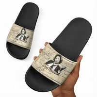 Toni Morrison Slide Sandals Handwritten Manuscript Powerful Portrait with Feather Pen Quote - Wonder Print Shop