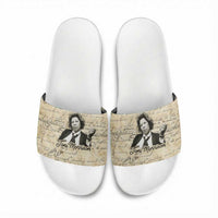 Toni Morrison Slide Sandals Handwritten Manuscript Powerful Portrait with Feather Pen Quote - Wonder Print Shop