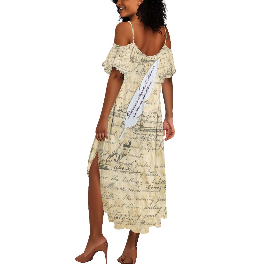 Toni Morrison Summer Maxi Dress Handwritten Manuscript Powerful Portrait with Feather Pen Quote - Wonder Print Shop