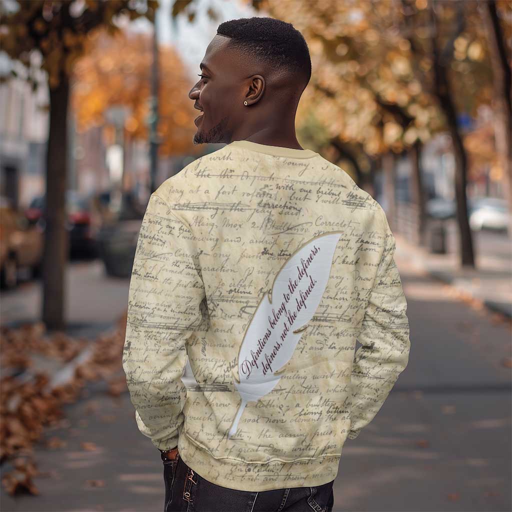Toni Morrison Sweatshirt Handwritten Manuscript Powerful Portrait with Feather Pen Quote - Wonder Print Shop