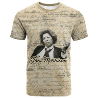 Toni Morrison T shirt Handwritten Manuscript Powerful Portrait with Feather Pen Quote - Wonder Print Shop