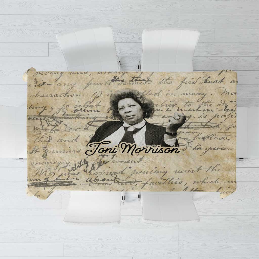 Toni Morrison Tablecloth Handwritten Manuscript Powerful Portrait with Feather Pen Quote - Wonder Print Shop