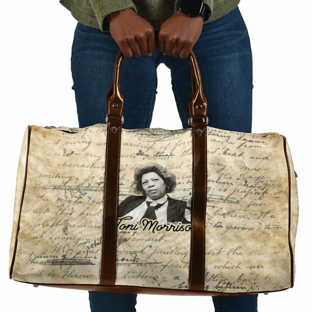 Toni Morrison Travel Bag Handwritten Manuscript Powerful Portrait with Feather Pen Quote - Wonder Print Shop