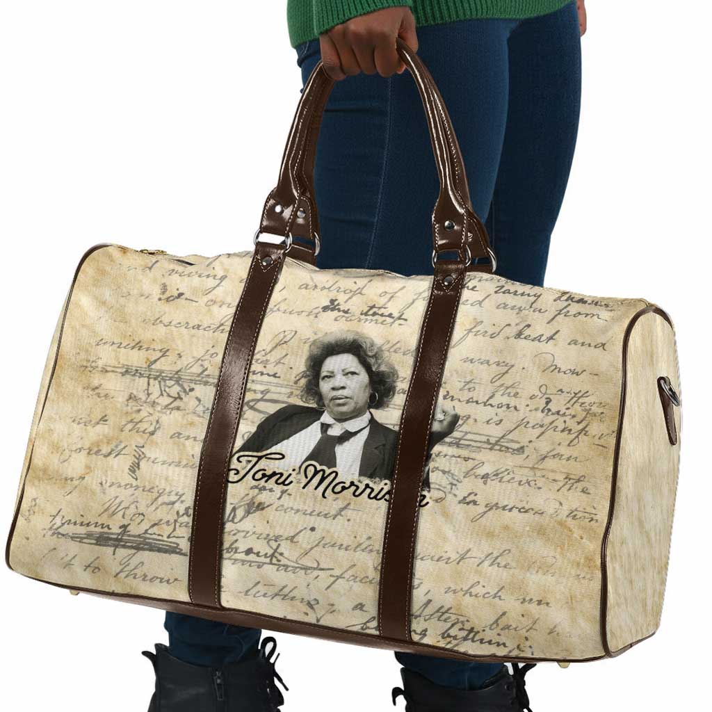 Toni Morrison Travel Bag Handwritten Manuscript Powerful Portrait with Feather Pen Quote - Wonder Print Shop
