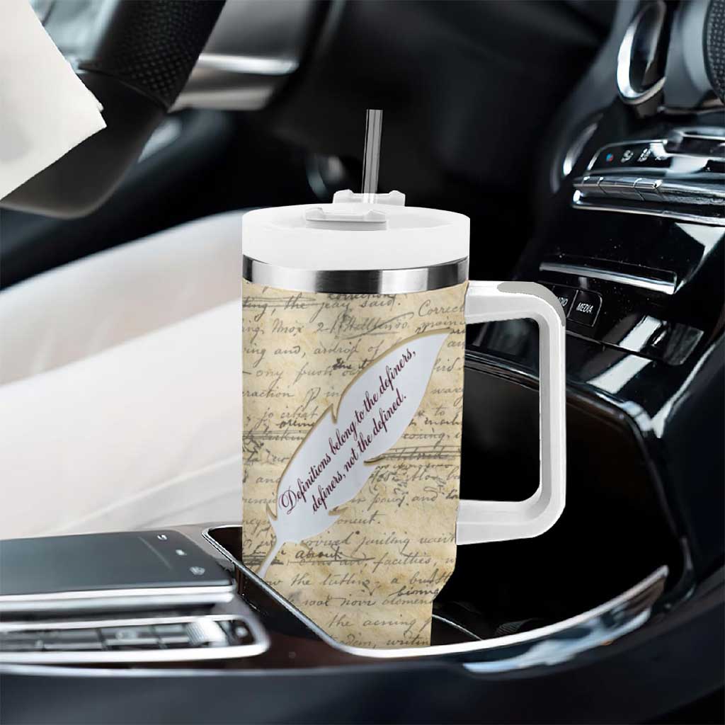 Toni Morrison Tumbler With Handle Handwritten Manuscript Powerful Portrait with Feather Pen Quote - Wonder Print Shop