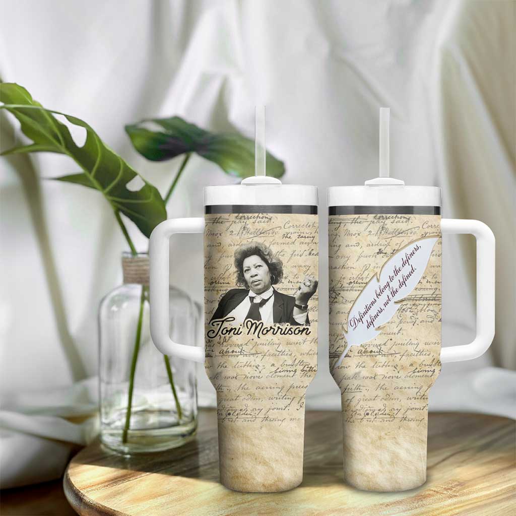Toni Morrison Tumbler With Handle Handwritten Manuscript Powerful Portrait with Feather Pen Quote - Wonder Print Shop