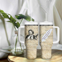 Toni Morrison Tumbler With Handle Handwritten Manuscript Powerful Portrait with Feather Pen Quote - Wonder Print Shop
