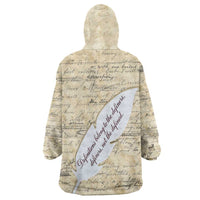 Toni Morrison Wearable Blanket Hoodie Handwritten Manuscript Powerful Portrait with Feather Pen Quote - Wonder Print Shop