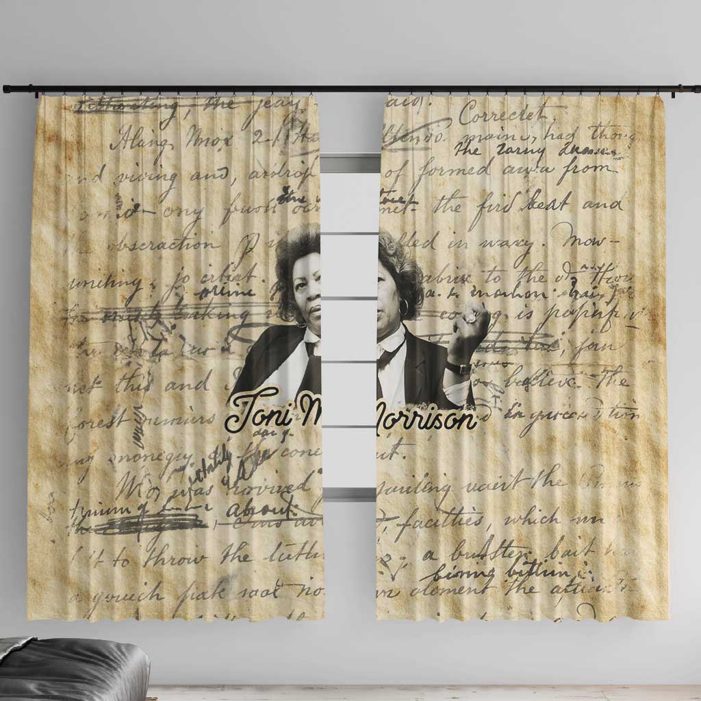 Toni Morrison Window Curtain Handwritten Manuscript Powerful Portrait with Feather Pen Quote - Wonder Print Shop