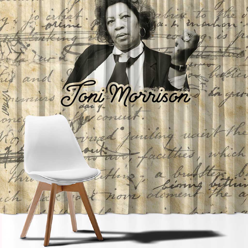 Toni Morrison Window Curtain Handwritten Manuscript Powerful Portrait with Feather Pen Quote - Wonder Print Shop