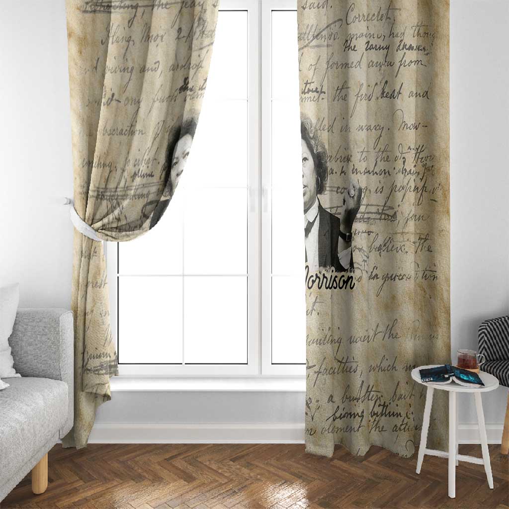 Toni Morrison Window Curtain Handwritten Manuscript Powerful Portrait with Feather Pen Quote - Wonder Print Shop