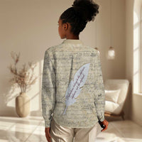 Toni Morrison Women Casual Shirt Handwritten Manuscript Powerful Portrait with Feather Pen Quote - Wonder Print Shop