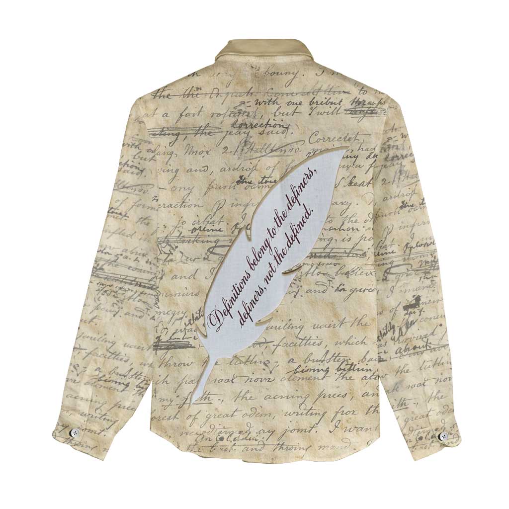 Toni Morrison Women Casual Shirt Handwritten Manuscript Powerful Portrait with Feather Pen Quote - Wonder Print Shop