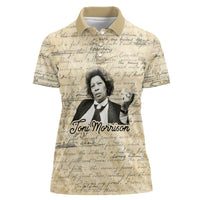 Toni Morrison Women Polo Shirt Handwritten Manuscript Powerful Portrait with Feather Pen Quote - Wonder Print Shop